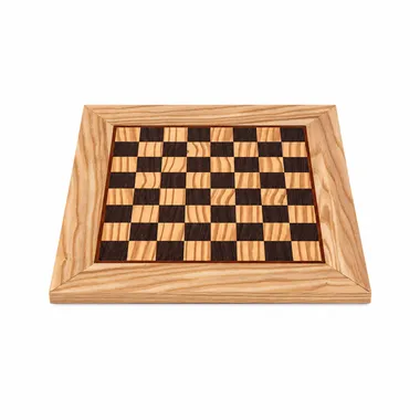 Olive wood and Wenge chess board 33x33cm, top view - Le Palais Des Echecs