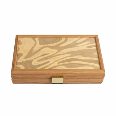 Alternative view of Small Natural Cork Backgammon Set, Cubic Design - Wooden Pieces