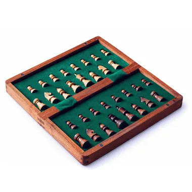 Magnetic wooden chess set with pieces neatly stored in a velvet box - Le Palais Des Echecs