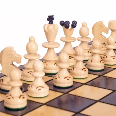 Pièces d'échecs raffinées en bois au style luxueux - Jeu d'Échecs Luxe Pearl Insert Bleu - Le Palais Des Echecs