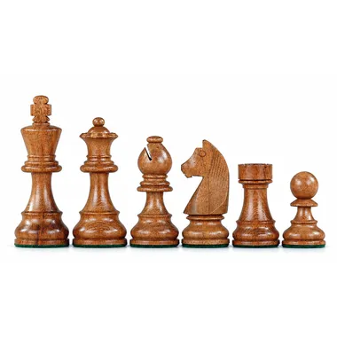 Staunton 4'' chess pieces in acacia shown from the front - Le Palais Des Echecs